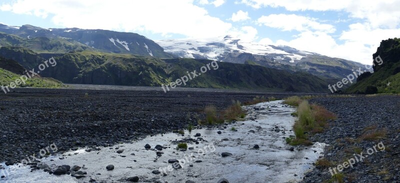 Iceland Thor Mark River Pebble Mountains