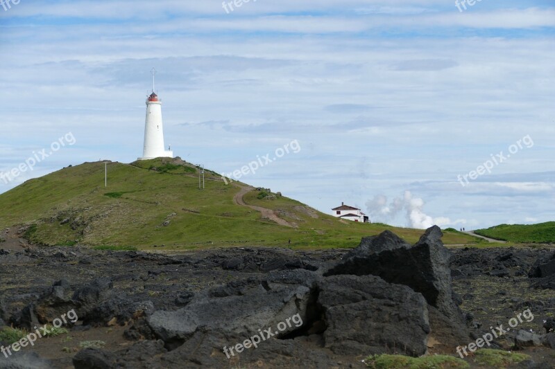 Iceland Lighthouse Reykjanes Nature Wilderness