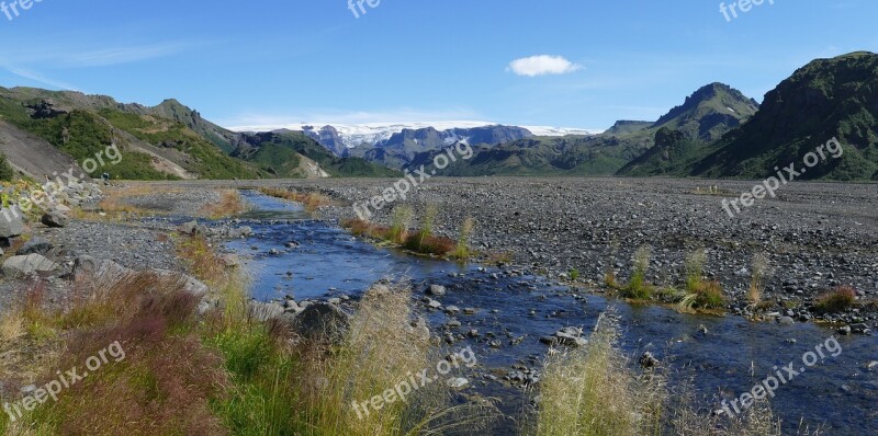 Iceland Thor Mark River Pebble Mountains