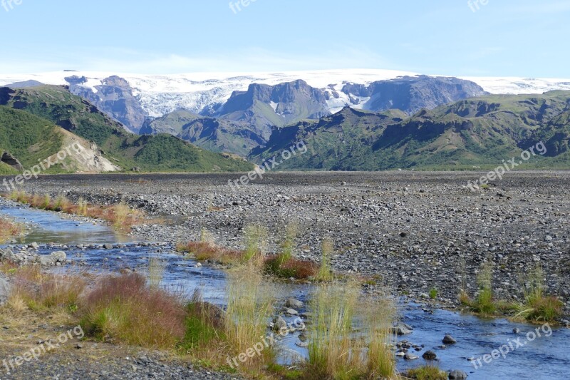 Iceland Thor Mark River Pebble Mountains