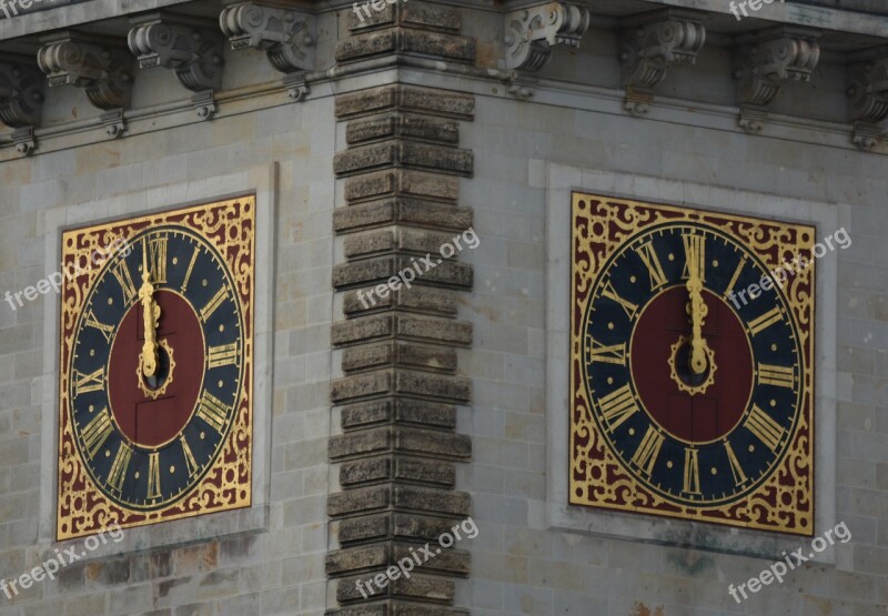 Hamburg Town Hall Clock Tower High Noon Building