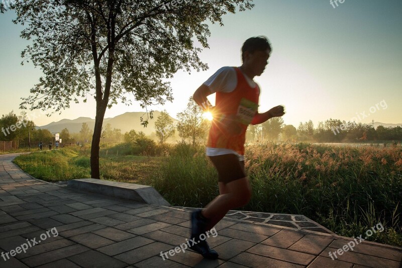 Jogging Early In The Morning Hard Work Sports People