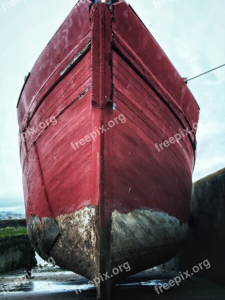 Boat Hull Red Vessel Ship