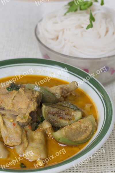 Curry Green Curry Chicken Eggplant Food