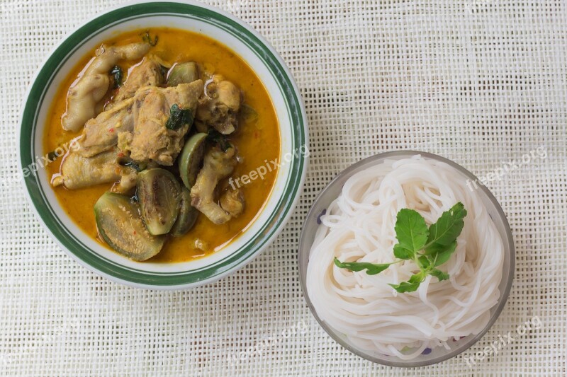 Curry Green Curry Chicken Eggplant Food