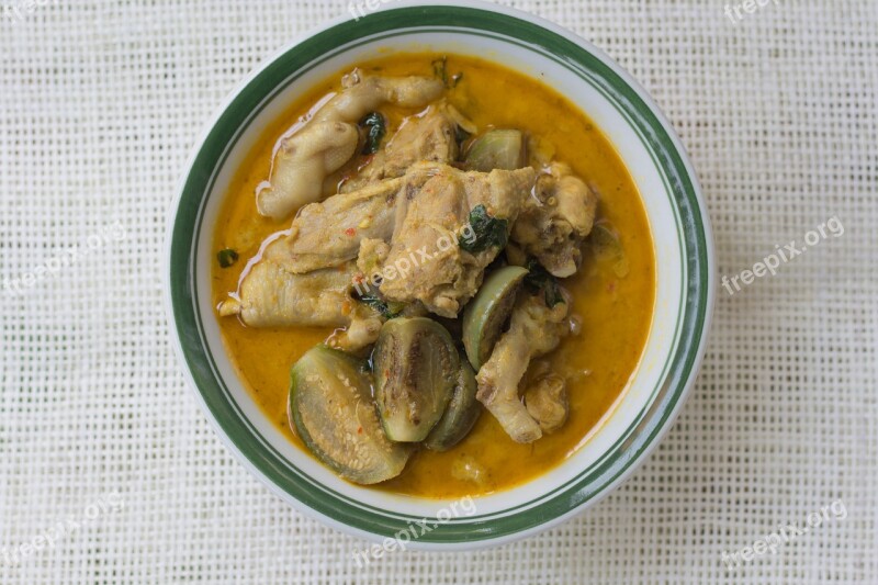 Curry Green Curry Chicken Eggplant Food