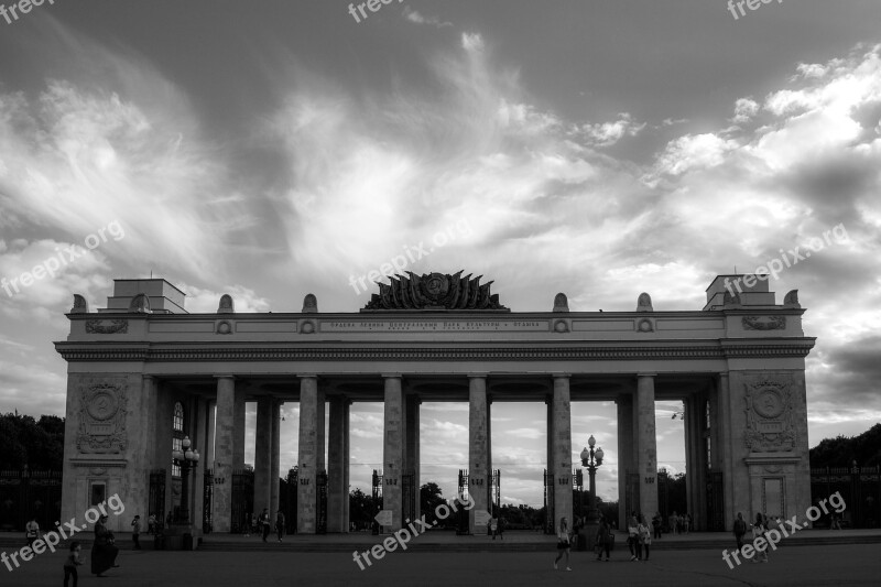 Arch Sky Clouds Gorky Park Black And White