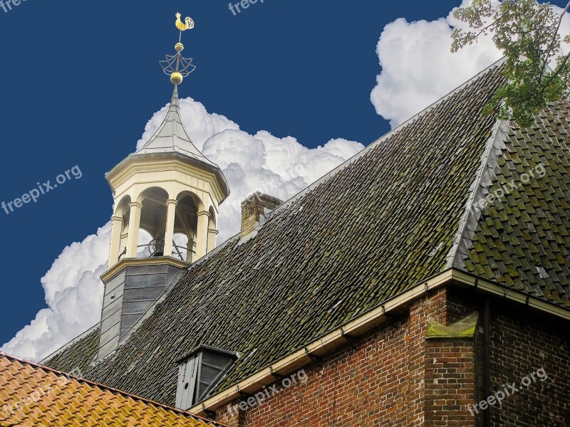 Storm Washers Wind Cock Church Bell Church Building Tiled Roof