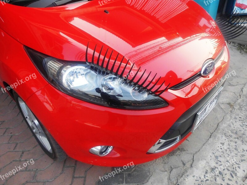 Eyelashes Auto Pkw Tuning Red