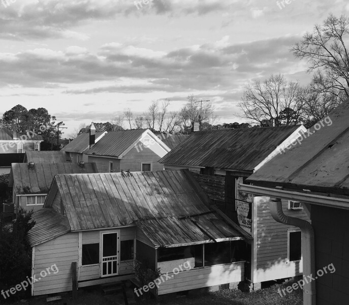 Rooflines Black And White Sky Tin Roof Free Photos