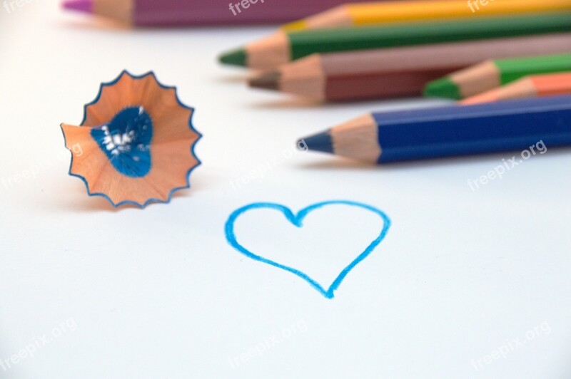 Colored Pencils Paint Heart Colour Pencils Colorful