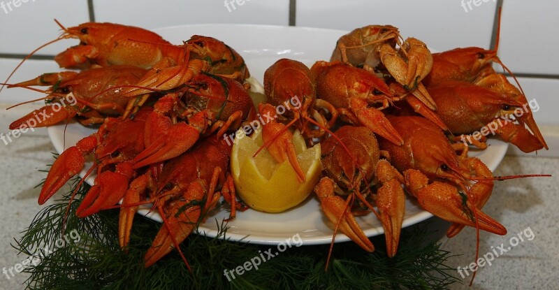 Crayfish Cooked Seafood Lemon Dining