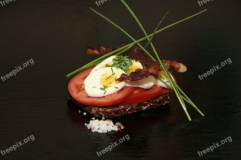 Open-faced Sandwiches Rye Bread Eggs Dining Taste