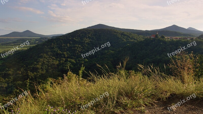 české Středohoří View Tourism Landscape Hill