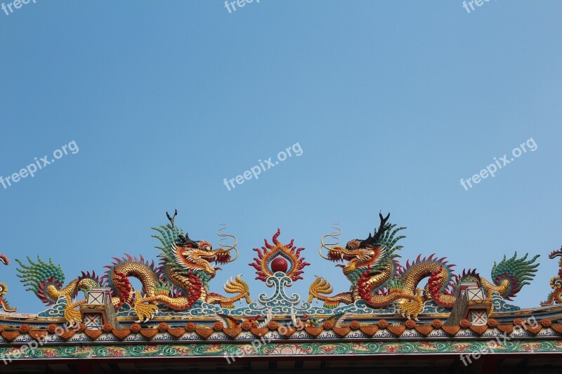 Dragons Asia Roof Complete Mythical Creatures Temple Complex