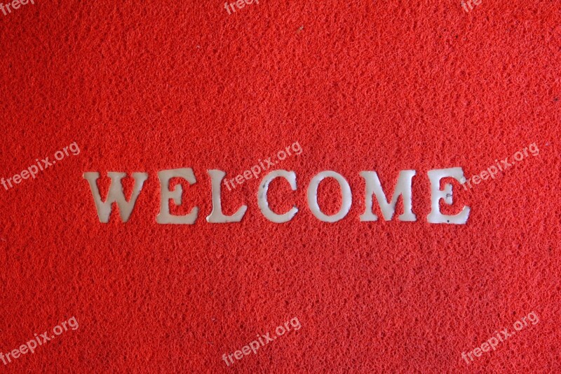 Welcome Floor Mat Input Red Free Photos