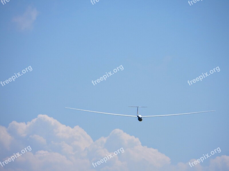 Glider Fly Aircraft Cloud Sky