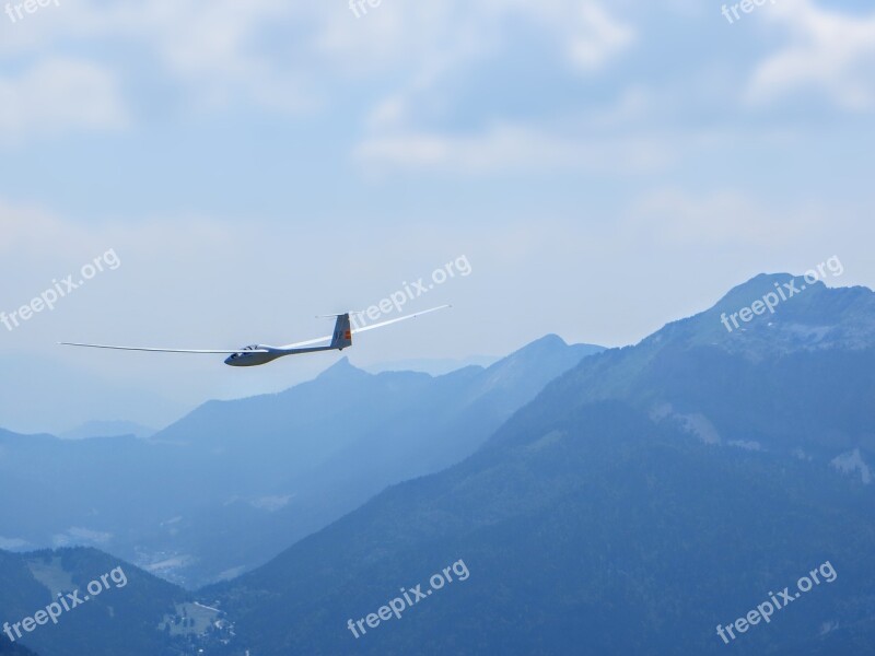 Glider Fly Aircraft Cloud Sky