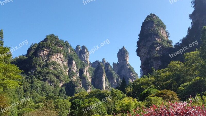 Zhangjiajie Natural Beauty Mountain Stone Blue Sky