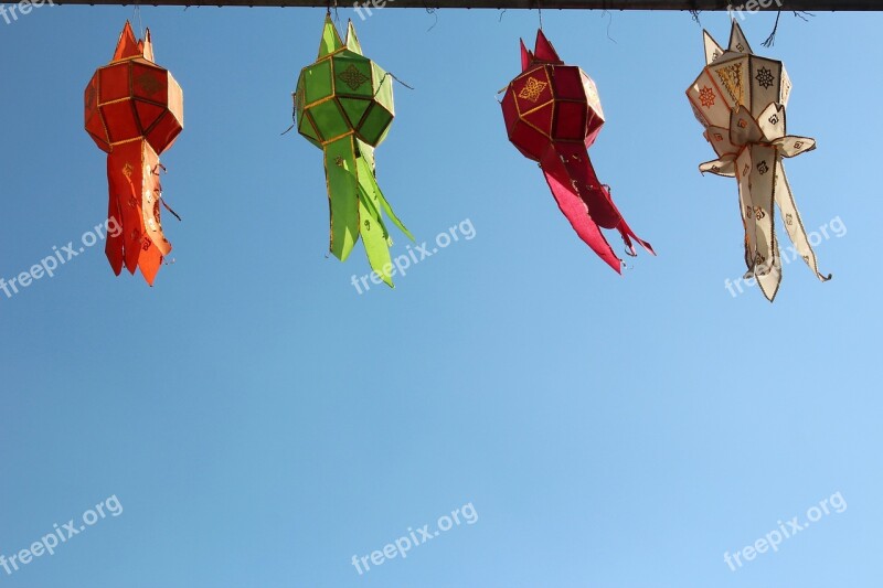 Lamps Coloured Blue Sky Free Photos