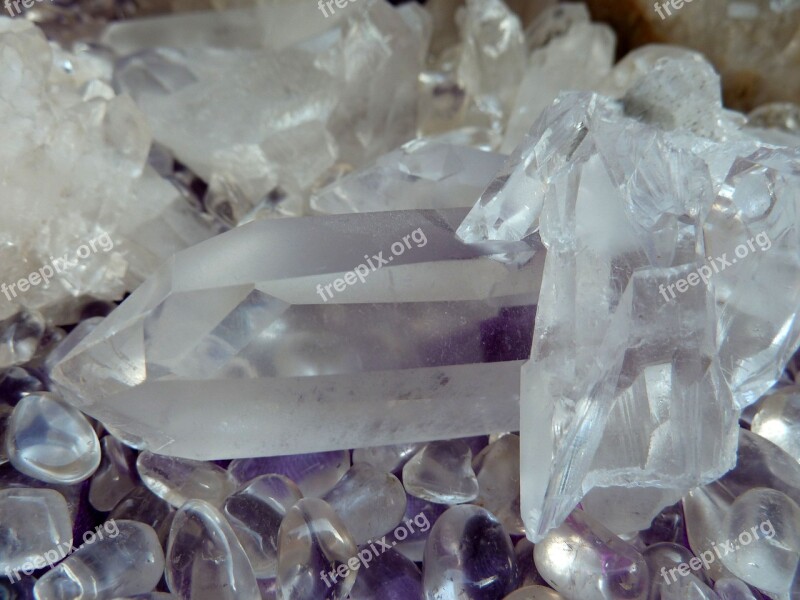 Rock Crystal Clear To White Gem Top Chunks Of Precious Stones Glassy