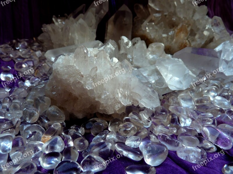 Rock Crystal Double Forming Clear To White Gem Top Chunks Of Precious Stones