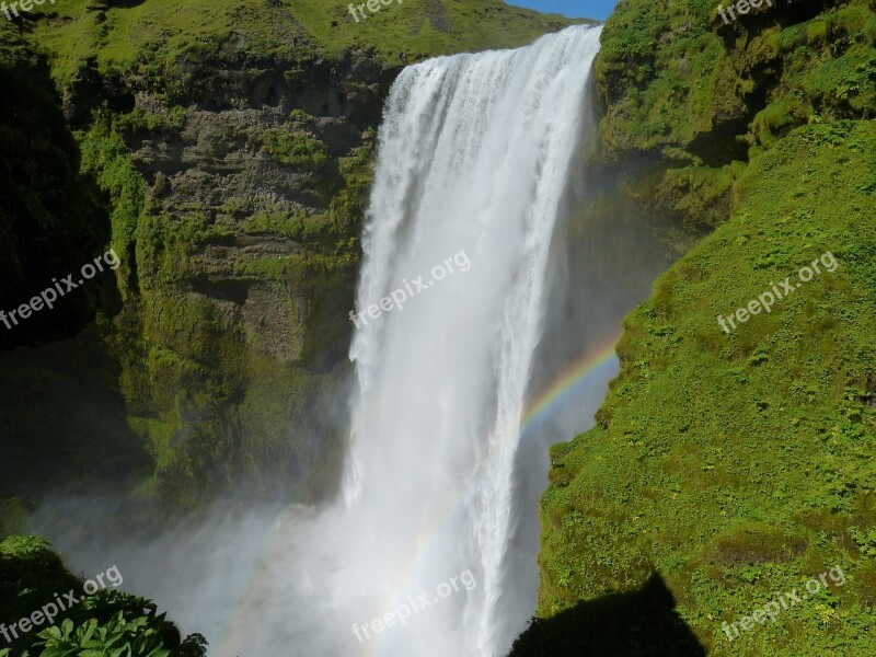 Iceland Skogafoss Bílá Enormous Nature