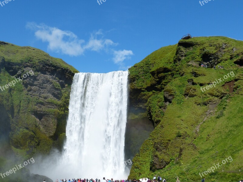 Iceland Skogafoss Bílá Enormous Nature