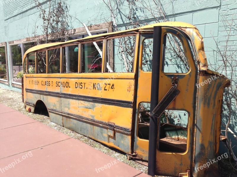 School Bus Yellow Rusty Free Photos