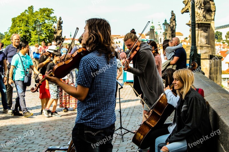 Artists Charles Bridge Violin People Free Photos