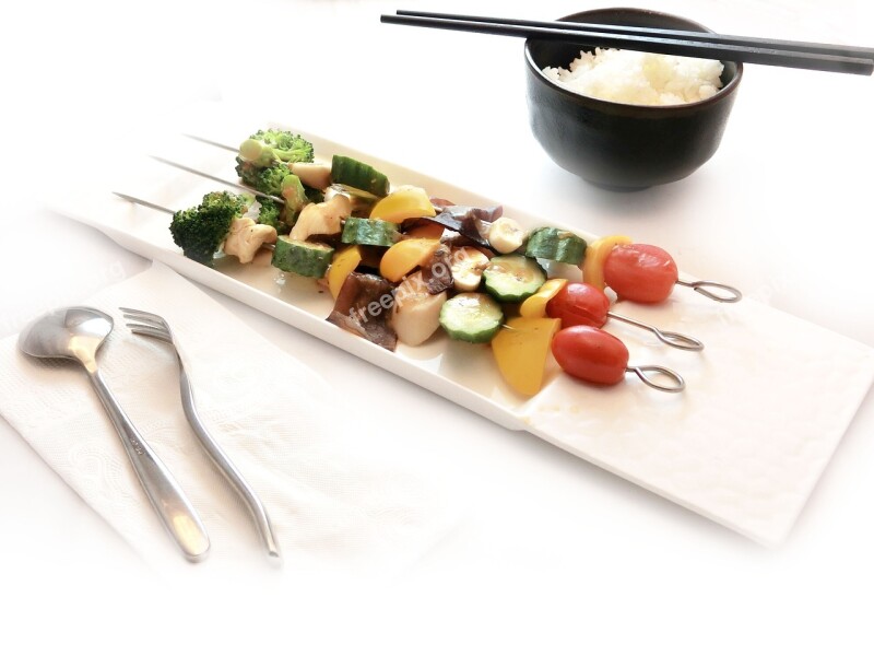 Vegetable Grilled Vegetable Skewers Teppanyaki Barbecued Pork With Rice Catering