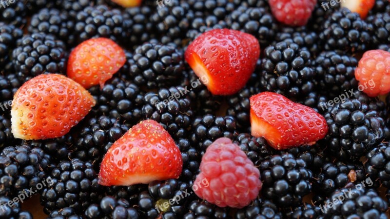 Strawberries Blackberries Fruits Healthy Fruit