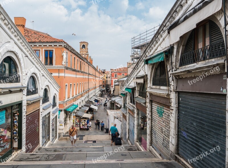 Venice Italy Architecture Rialto Bridge Stairs Grand Canal