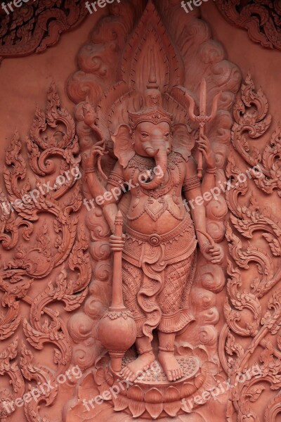 Temple Thailand Koh Samui Religion Red Statue