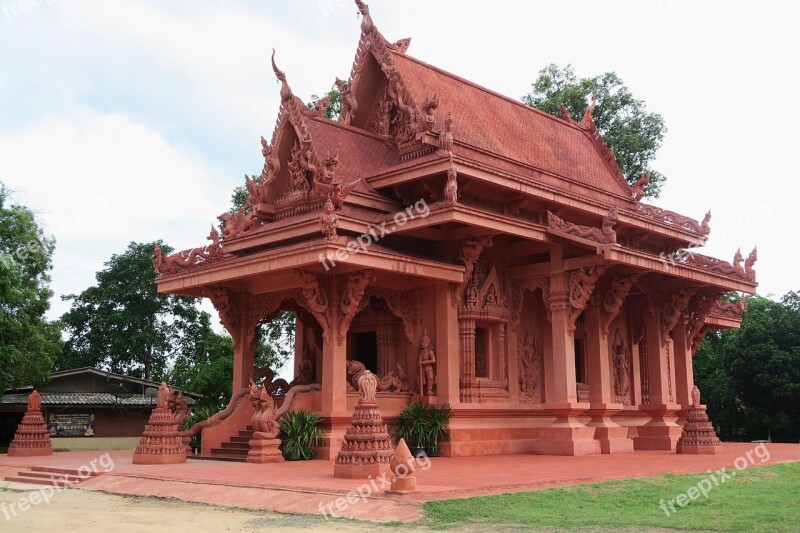 Temple Thailand Koh Samui Religion Red Temple