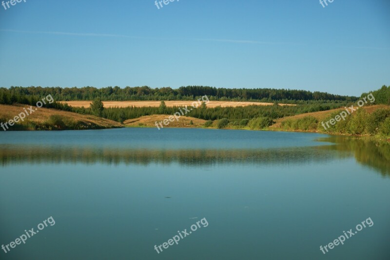 Pond Water Blue Quiet Body Of Water