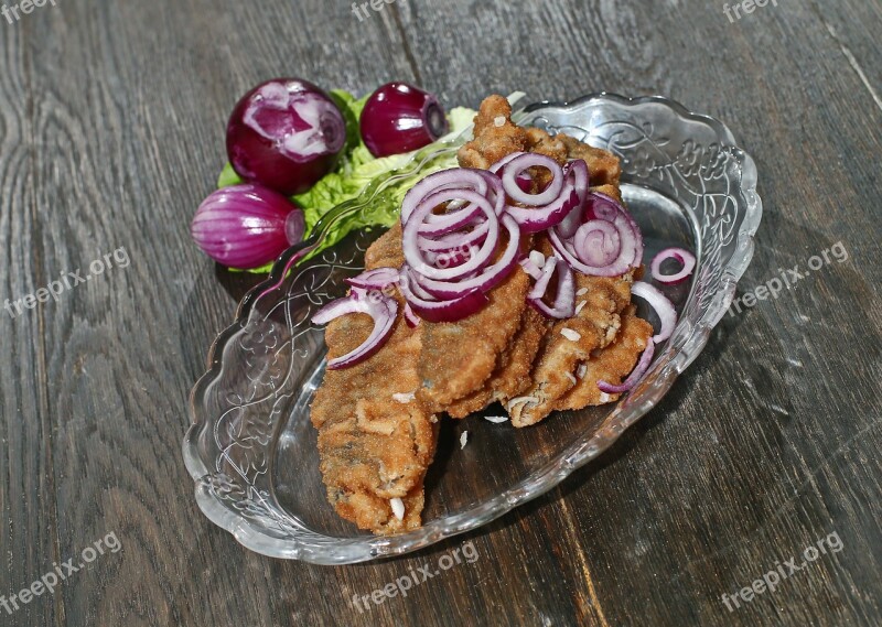 Fish Herring Fried Fried Herring In Brine Red Onion