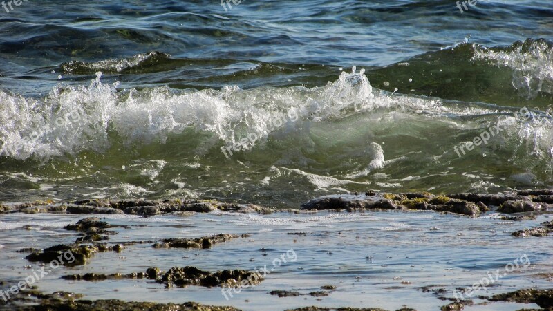 Wave Smashing Sea Beach Nature