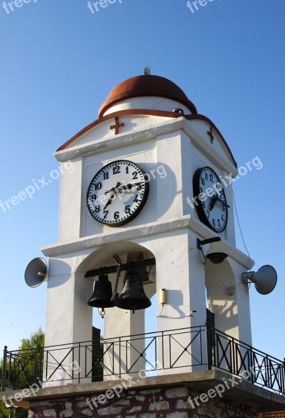 Greece Skiathos Belfry Clock Church