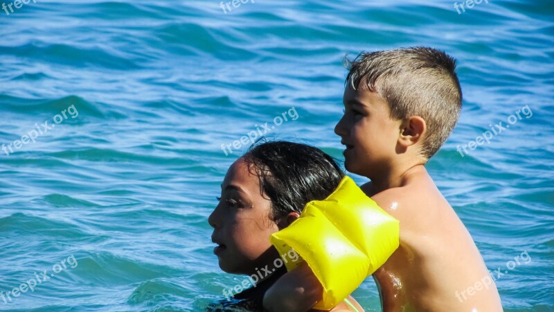 Children Swimming Playing Water Fun