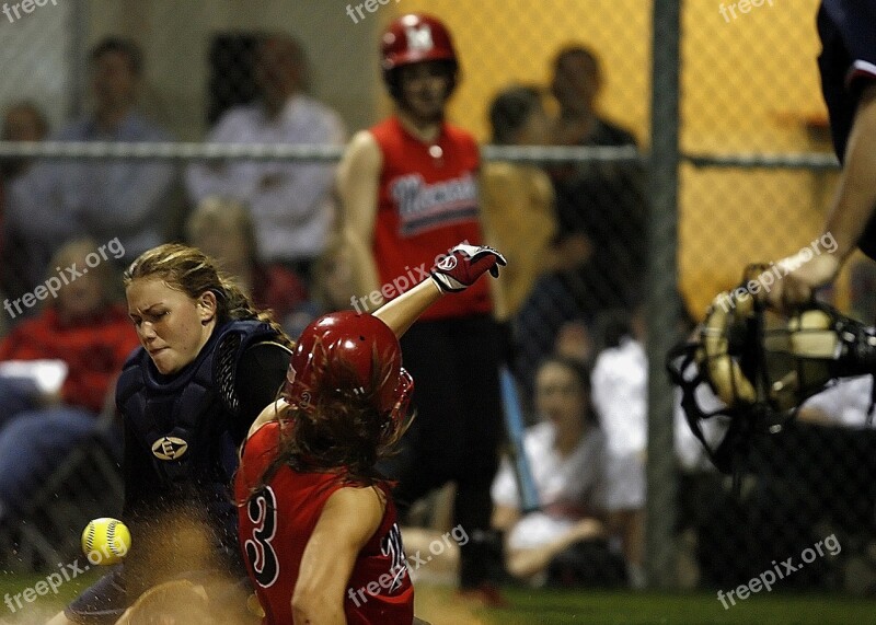 Softball Catcher Female Sliding Scoring