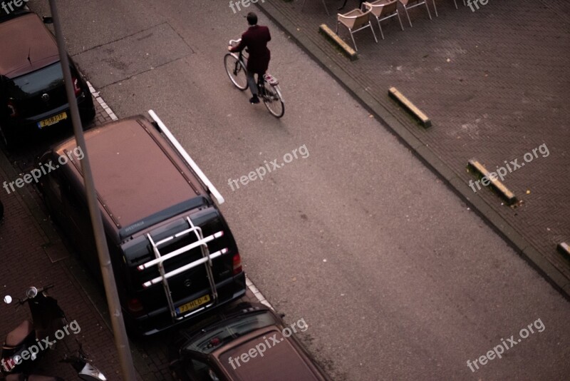 Amsterdam Street Cyclists Retro Vintage