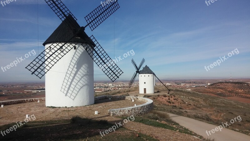 Mills Stain Windmills Castile La Mancha Don Quixote