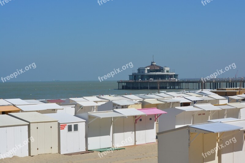 Sea Blankenberge Beach Belgian Pier Beach Hut