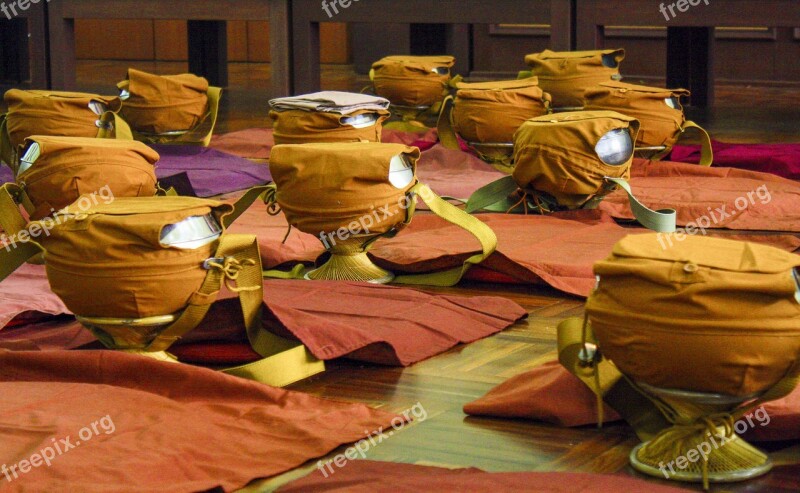 Monk Bowls Ordination Religion Buddhist Buddhism