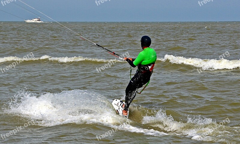 Kite Surfing Surf Water Sea To Hold On Board