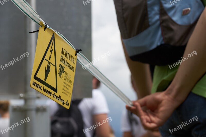 Warning Current Fence High Voltage Yellow