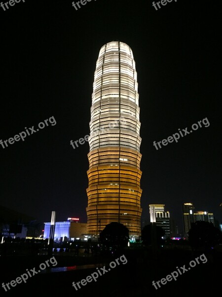 Building Night View Zhengzhou Tower Free Photos