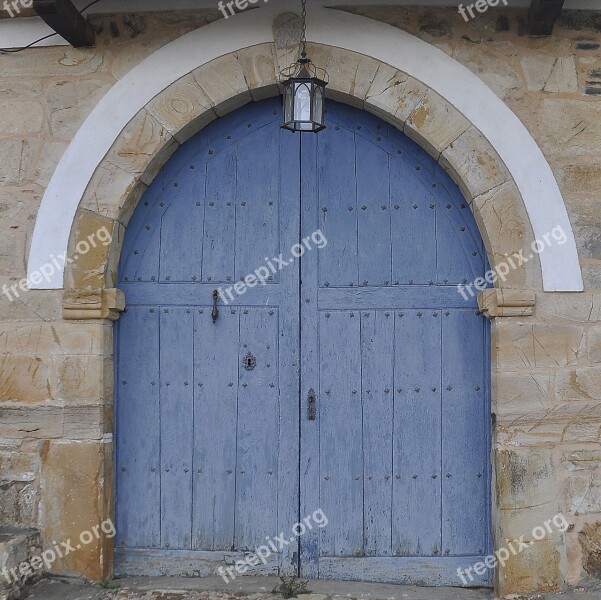 Doors Painted Wood Blue Weathered