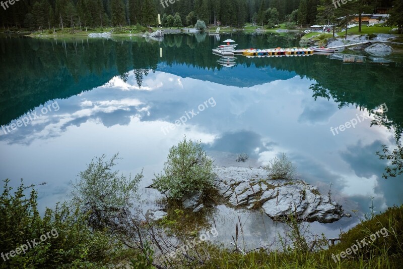 Flims Graubünden Switzerland Caumasee Pedal Boat